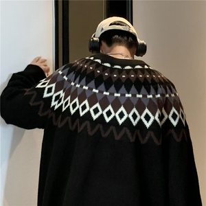 圆领毛衣男港味2023秋季复古日系针织衫M0137P50图片