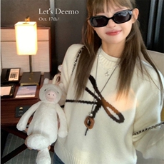 2025年秋季新款纯色圆领针织套头上衣时尚百搭，女装针织衫/毛衣，旭驰羊绒