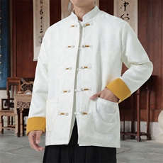 男士外套浮雕梅花夹克盘扣立领唐装风XZ1512-2504单夹克-P80，男装夹克，星座1512