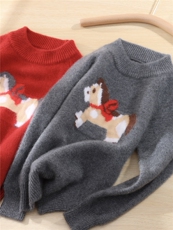 儿童新年款羊毛针织衫男女童加厚打底毛衣宝宝卡通套头打底衫，童装儿童羊毛衫，初丹羊绒童装