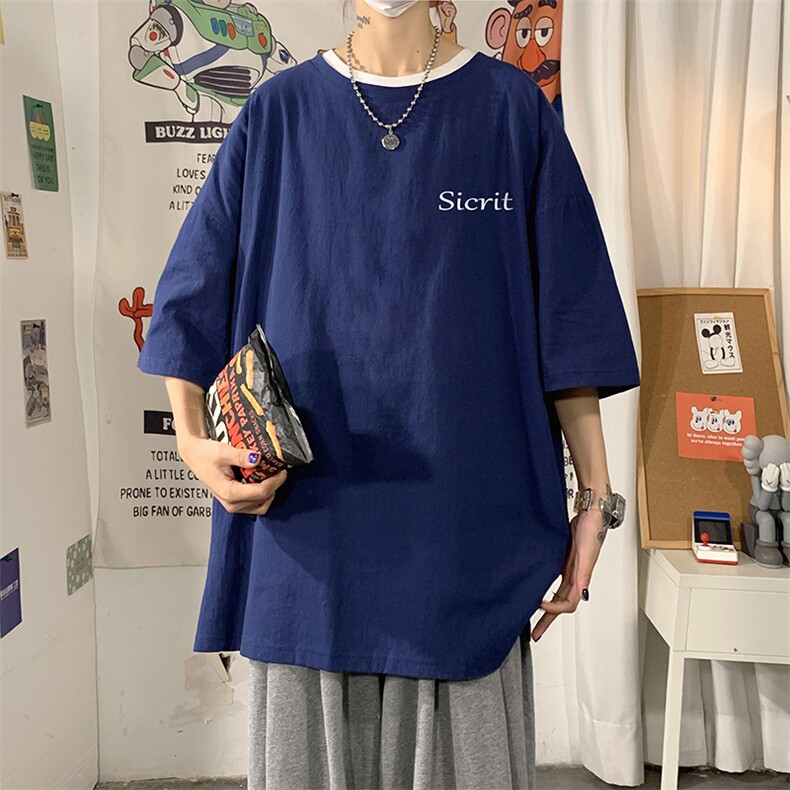YT26098-P30亚短袖t恤男大码五分袖男宽松七分袖海报风,男装T恤,电商A040