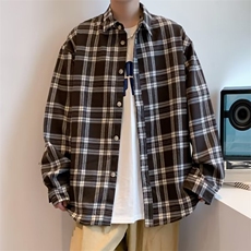 2023春季格子衫百搭休闲衬衫日系韩版潮流休闲外套W7014-P33，男装衬衫，星座512-2