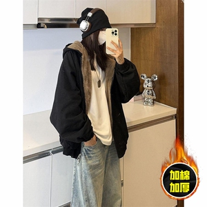 两面穿现货重磅短款座山雕棉衣男女双面穿毛毛绒棉服加厚外套图片