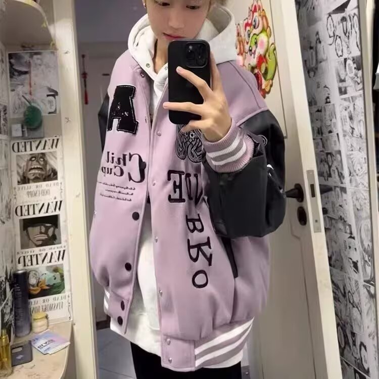 A202-P65文艺ins流行慵懒新款气质高街重工刺绣棒球服日系,女装职业装,电商B323A