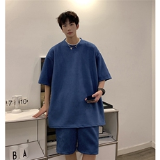 1港风模麂皮绒短袖T恤男DT8766P23短裤男DK8767P32套装TZ8757P55，男装T恤，星座226-2