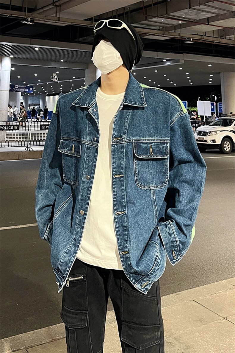 秋冬季大码宽松潮牌刺绣毛边牛仔外套中性夹克外穿男女款抖音品质,男装夹克,星座301D-4(原星座1004-4）