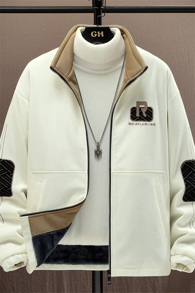加绒加厚秋冬潮流男士休闲针织立领夹克上衣外套310B-3-L811-83,男装夹克,星座310B-3
