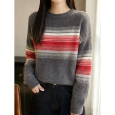 毛衣秋冬季宽松韩版慵懒风外穿鸡心领针织上衣，女装针织衫/毛衣，暖姿羊绒