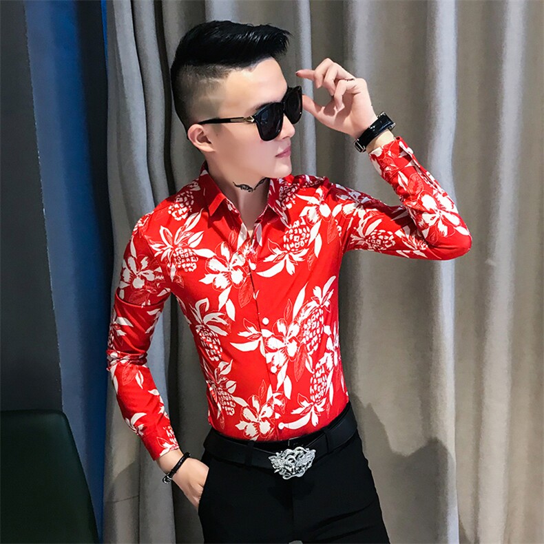 312A-741-P50新款秋冬季个性印花衬衫发型师夜场工装服衬衣,男装衬衫,星座312A-5