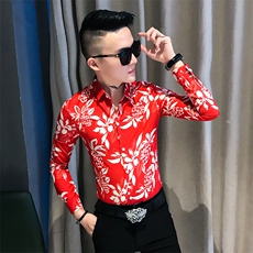 312A-741-P50新款秋冬季个性印花衬衫发型师夜场工装服衬衣，男装衬衫，星座312A-5