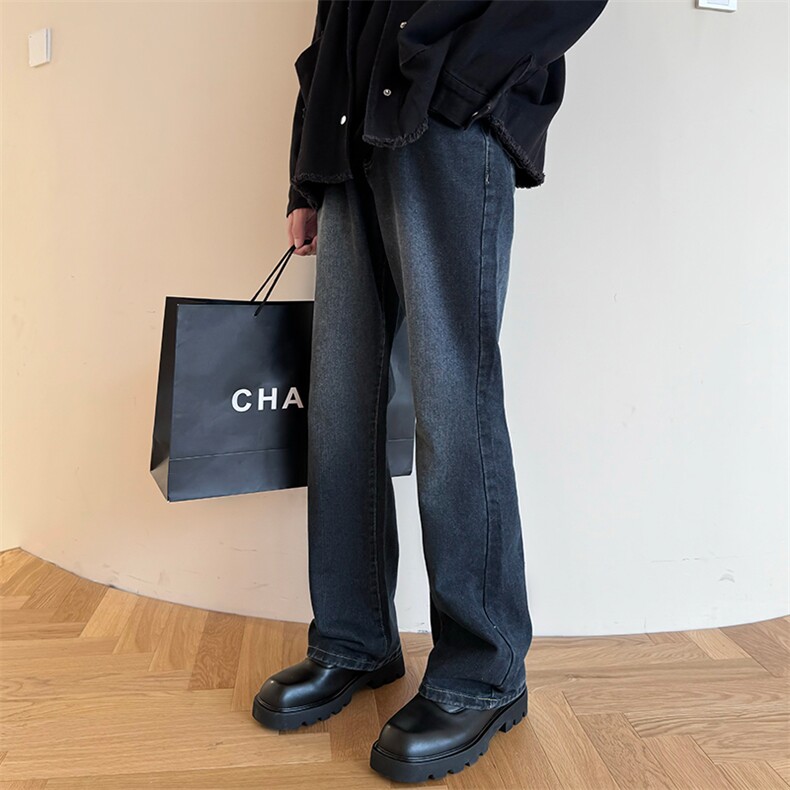 美式高街cleanfit基础款休闲牛仔裤男潮ins微喇牛仔裤D621-P55,男装牛仔裤,电商B381-2
