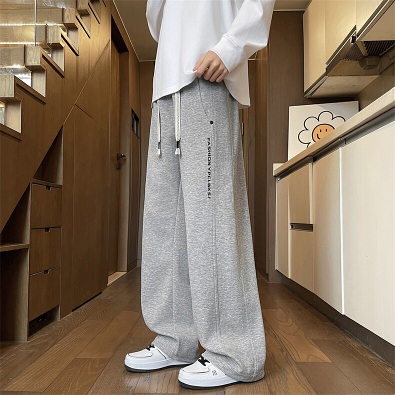 2025新款休闲裤子男潮流直筒潮卫裤宽松阔腿加长卫裤-K3031-P40，男装休闲裤，星座1105-2