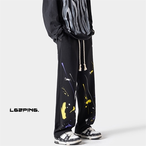 2024 春季新款 无影墙大码港风涂鸦菠萝格卫裤M-5X HK24170-特P35图片