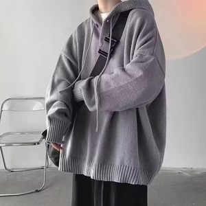 连帽毛衣男女慵懒风复古加厚外套秋冬高级感潮牌针织衫LM122-p50图片