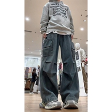 美式工装百搭做旧水洗牛仔裤大口袋高街时尚百搭长裤K646TP55控88，男装牛仔裤，电商A102B
