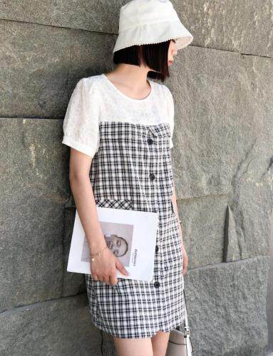 夏季拼接简单大方连衣裙，女装连衣裙，非次元