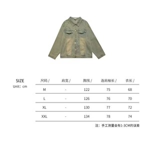 309-P60 美式复古做旧牛仔衬衫男外套长袖百搭水洗休闲开衫夹克图片