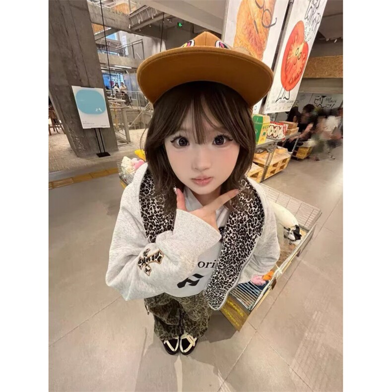 美式高街潮牌女生开衫长袖2025秋季新款小恶魔卫衣刺绣上衣外套,女装短外套,星座601-1