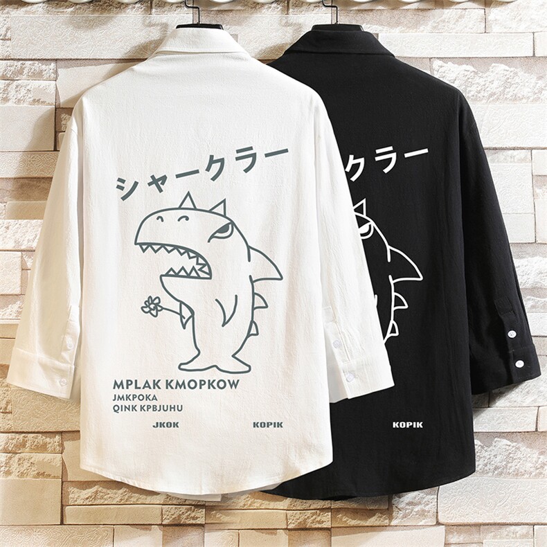 QC58092-P45亚七分袖衬衫男大码五分袖衬衣男短袖,男装衬衫,电商A040A