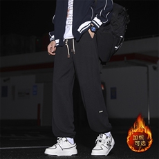 直筒裤子男新款潮牌加绒高街运动休闲长裤K923-特批-32加绒特批42，男装休闲裤，星座718-1