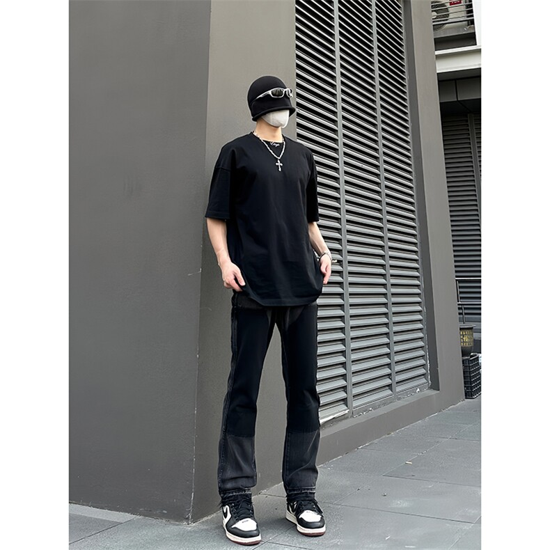 B221 美式ins高街小众暗黑做旧修身小脚牛仔裤 LK22078-P65 控88图片