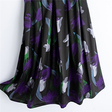 缎面印花松紧腰气质半裙女，女装半身裙，水衣源