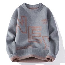 84719-P60秋冬新款休闲毛衣男长袖针织衫港风宽松打底衫，男装T恤，电商D310B