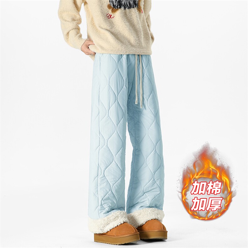 抖音羊羔毛菱格加厚夹棉大码拖地棉裤男K5613J加棉-特P45控78，男装棉裤，电商A001