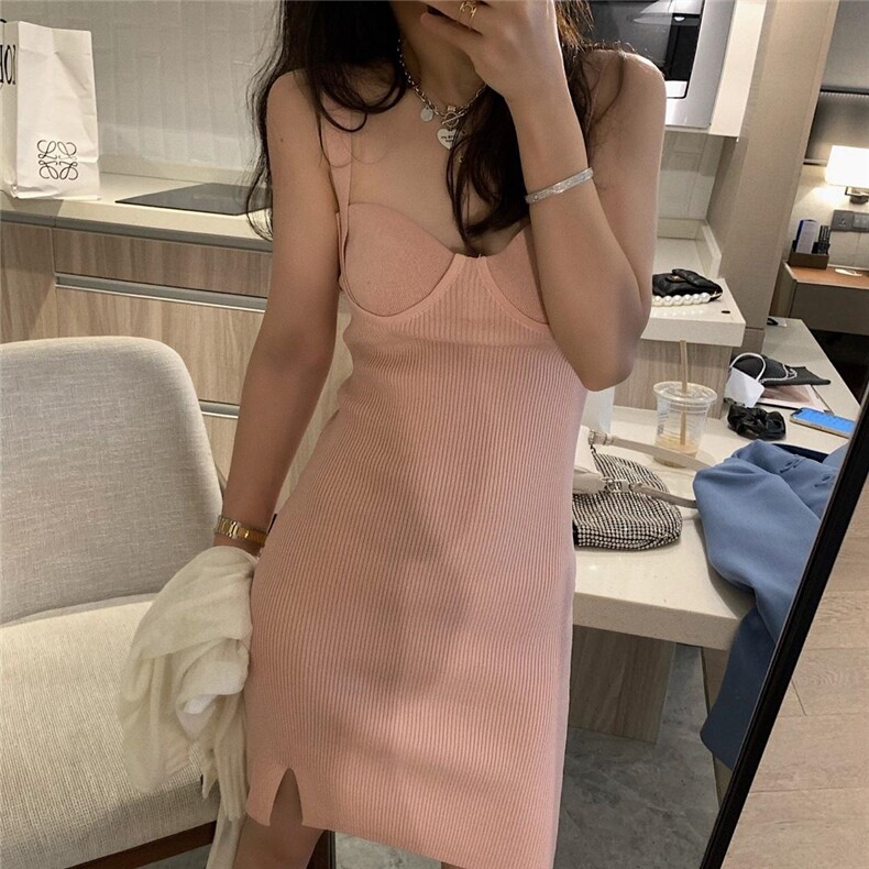 抹胸针织背心裙，胸罩，XTZ style