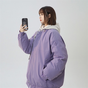 美式假两件棉服外套男2026秋冬校园风宽松棉衣夹克 A436-2583-P95图片