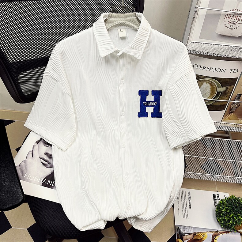 1港风短袖衬衫情侣大码M-5XL中性风网红短袖衬衫DSC7767特P35控58，男装T恤，星座226-2