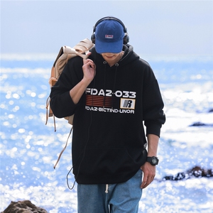 1港风连帽抽线字母印花大码M-5XL潮流休闲卫衣男WY77764P58控78