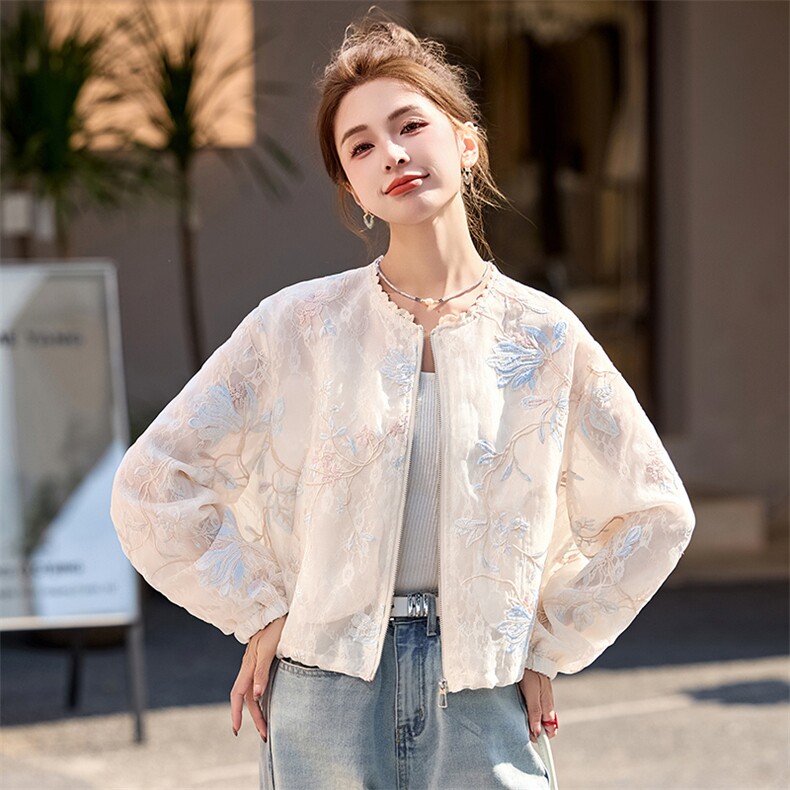 小香风复古刺绣洋气短外套女2025春夏新款独特超好看轻薄防晒上衣,女装短外套,韩宇舍