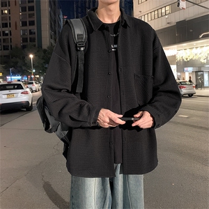 衬衫男秋季新款港风宽松提花长袖大码衬衣CS023-P45图片
