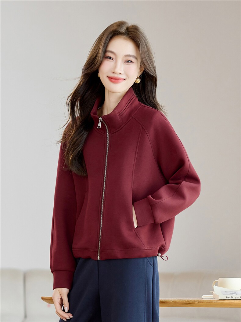 长期有货休闲百搭立领卫衣开衫短外套女2026春秋新款妈妈夹克上衣,女装卫衣/绒衫,璐依舞