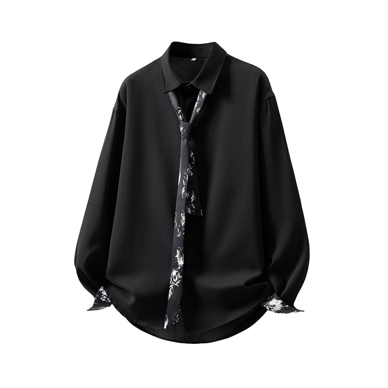 情侣领带款M-5XL大码衬衣防晒衣男长袖衬衫7974P45控68立体白底，男装防晒衣，星座226-1