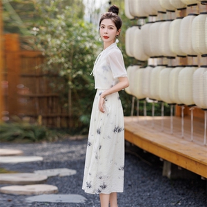 洋气时尚套装女2024夏季新款女装复古名族风吊带连衣裙两件套现货图片