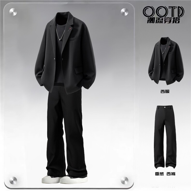 西服简约刺绣金属扣设计M-5XL大码XF78085P85控128西裤XK78151P45，男装西服，星座227-7