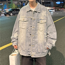 A825-P62美式复古水洗做旧牛仔外套男潮流宽松百搭情侣夹克上衣，男装夹克，星座512-6