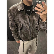 春秋季小众复古做旧牛仔夹克外套废土拉链大口袋JK8957，男装夹克，星座1116A（原606A-3）