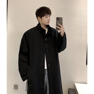 2026港风英伦单排扣腰带风衣男大码M-5XL中长款男FY77916P95控148图片