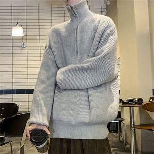 抖音直播！半高领拉链套头针织毛衣男外套男 MY001-P98-128图片