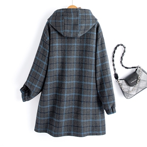 水衣源860款中长连帽格子毛呢加厚羽绒服（帽不可拆）（90绒）图片
