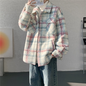 粗花呢格纹棉服复古大码夹棉加厚小香风毛圈格子呢外套LF101特P95图片