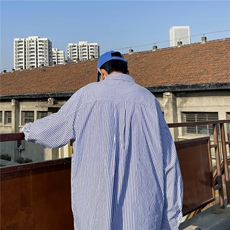 宽松型潮流条纹时尚日系长袖青春流行衬衫RC54P32，男装衬衫，星座1116-2