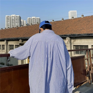 宽松型潮流条纹时尚日系长袖青春流行衬衫RC54P32图片