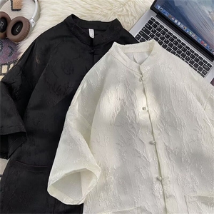 新中式汉服短袖衬衫男夏风唐装汉服宽松休闲半袖衬衣CY1110-P43图片