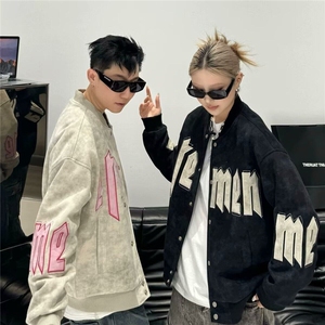 W9242-P78 网图现货 春季新款潮流ins麂皮绒棒球服外套潮牌宽松图片