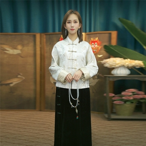 现货2024春季新款简约刺绣盘扣衬衫新中式穿搭上衣B021图片