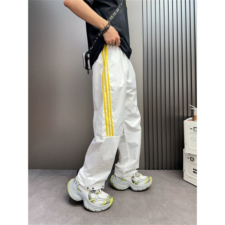 夏季新款美式三条纹速干裤子男生潮牌宽松直筒裤百搭休闲运动长裤,女装休闲裤,星座506A